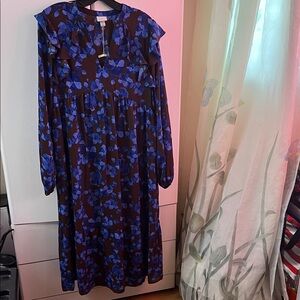 a new day Blue and Purple Floral Long Sleeve Dress